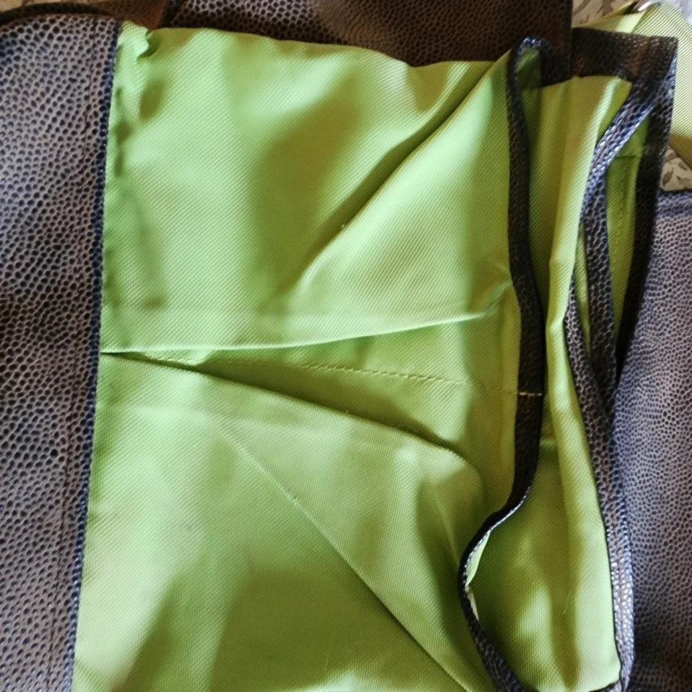 Haiku Messenger Bag Crossbody Brown Leather Lime Interior Ecofriendly Office
